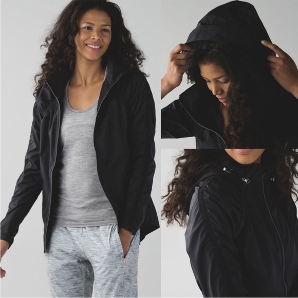 Lululemon Gather And Sprint Running Windbreaker Rain Jacket: Black Size 12 - Picture 2 of 16